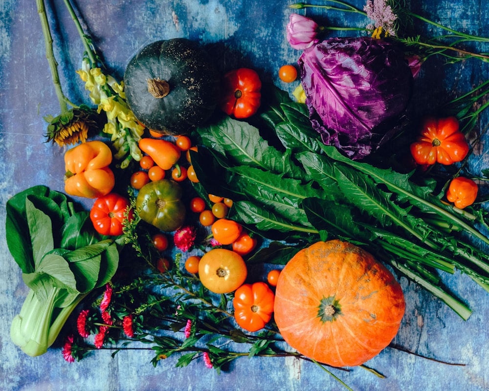 Colorful vegetables and fruits for stress relief
